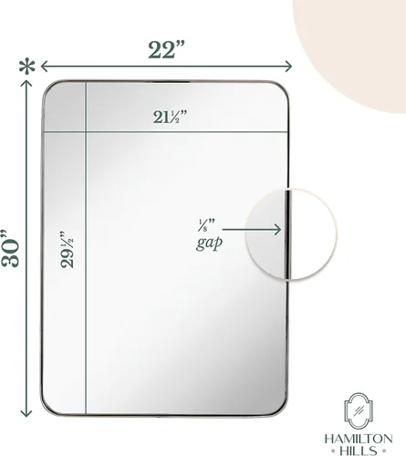 Miniatura 3 de Hamilton Hills - Espejo de pared de metal cepillado contemporáneo Panel de cristal negro enmarcado con esquina redondeada y diseño profundo