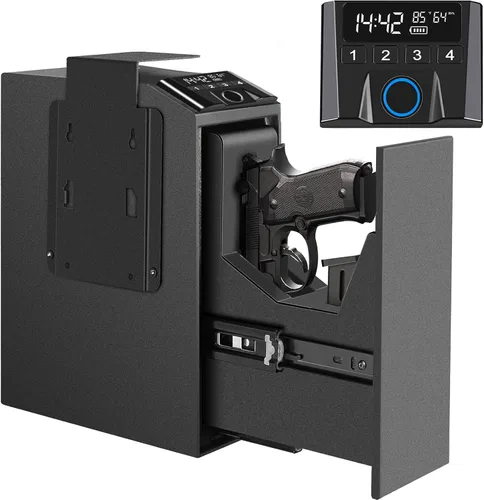 Slider - Caja fuerte para pistola oculta, biométrica con huellas dactilares inteligentes, para mesita de noche, escritorio, mesita de noche, puerta