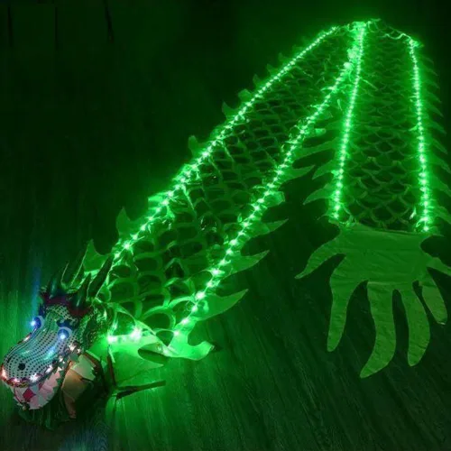Miniatura 11 de 26.2 ft (26.2 pies) cuadrado de ejercicio de danza de dragón Poi con cabeza de dragón 3D y cuerda oscilante, conjunto de accesorios de dragón chino