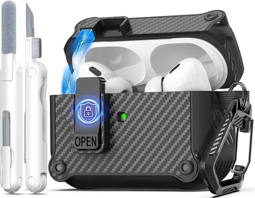 Miniatura 116 de R-fun - Funda para audífonos compatible con AirPods de 4.ª generación 2024, cubierta protectora de expulsión automática a prueba de caídas, puerto