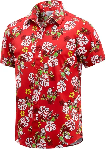 Miniatura 49 de EUOW - Camisas hawaianas para hombre de manga corta con botones, estampadas para la playa y el verano