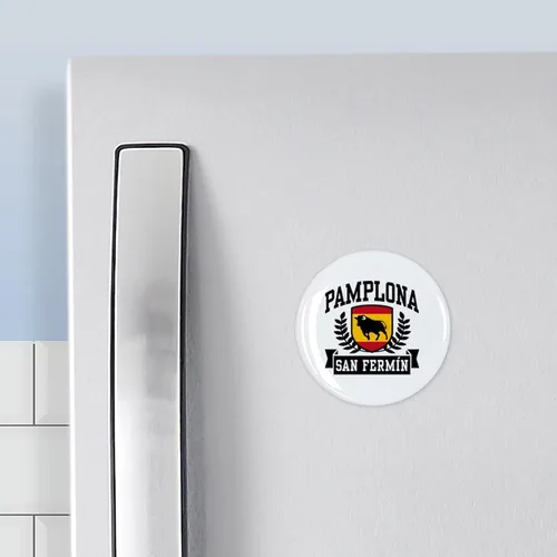 Miniatura 3 de CafePress Pamplona - Imán redondo de San Fermin de 2.25 pulgadas, imán de refrigerador, estilo imán de botón