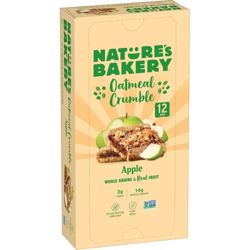 Miniatura 16 de Nature's Bakery Barras de desmoronamiento de avena, manzana, fruta real, veganas, sin OMG, barra de desayuno, 1 caja con 6 paquetes, 6