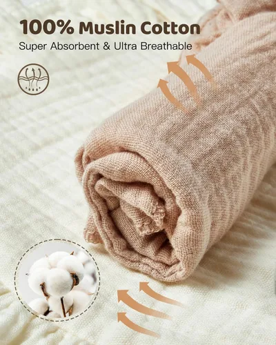 Miniatura 4 de Lictin Juego de 8 baberos de muselina para bebé - Baberos tipo bandana para babeo y dentición, de algodón unisex Cálido