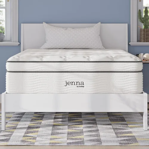 Modway Jenna - Colchón King de muelles interiores (8 pulgadas), Tela, Blanco