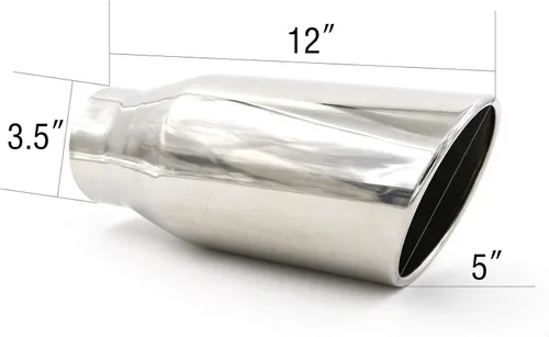 Miniatura 2 de punta de escape de 3.5" de entrada - 5" de salida, 12" de largo, de acero inoxidable con borde laminado EXT21