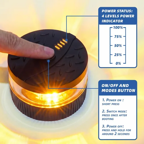 Miniatura 3 de Luz estroboscópica ámbar con base magnética, portátil USB-C recargable, mini luces LED intermitentes de emergencia para camiones, vehículos