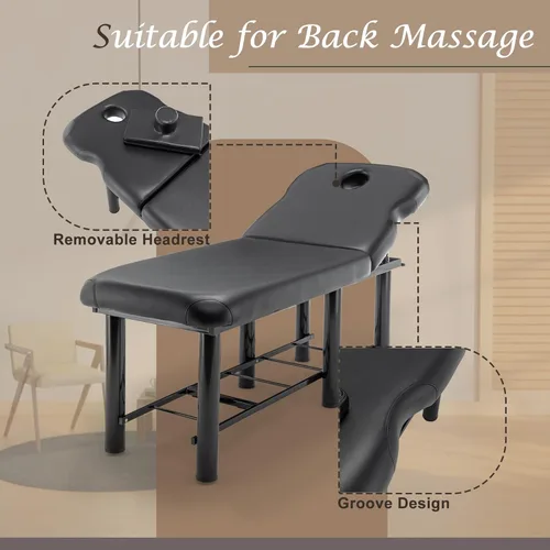 Miniatura 4 de Cama de masaje profesional estacionaria ajustable, cama de spa de 73 x 27.5 pulgadas, mesa de terapia física con cama de salón de espuma