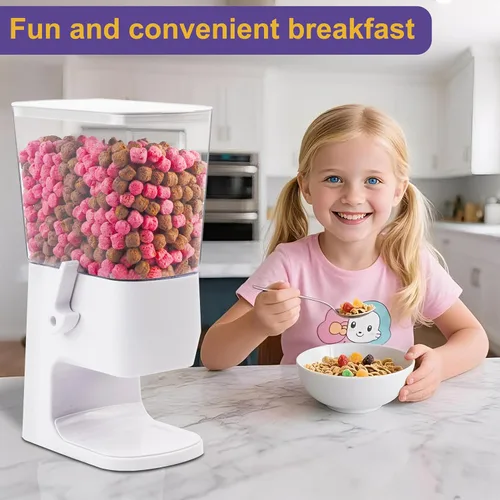 Miniatura 3 de Dispensador de cereales para encimera, paquete de 2, dispensador de alimentos secos de 3.2 L, contenedores organizadores de aperitivos con tapas