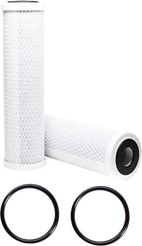 CFS Paquete de 2 cartuchos de filtro de agua de carbono con 2 juntas tóricas compatibles con modelos de cartuchos de filtro GE FX12P, FX12M pre y
