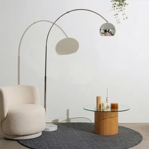 Miniatura 8 de Brightech Olivia Lámpara de pie – Lámpara de arco elegante con cabeza redondeada y base de mármol para sala de estar, lámpara de pie alta