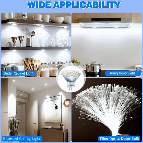 Miniatura 8 de Akynite MR11 - Bombillas LED GU4 de 12V-24V, 2W equivalente a halógena de 10W-20W, bombilla reflectora GU4 de base bi-pin, bombilla MR11 blanca