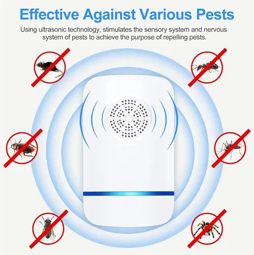 Miniatura 6 de Repelente ultrasónico de plagas para interiores, 6 unidades, repelente electrónico de plagas y ratones, enchufe ultrasónico para mosquitos, ratones