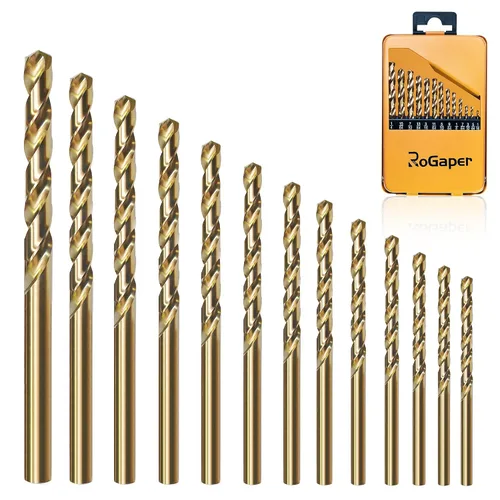 Miniatura 11 de Brocas de cobalto de 1/4 de pulgada, paquete de 13 unidades de M35 HSS, punta de 135 grados, juego de brocas helicoidales de longitud Jobber