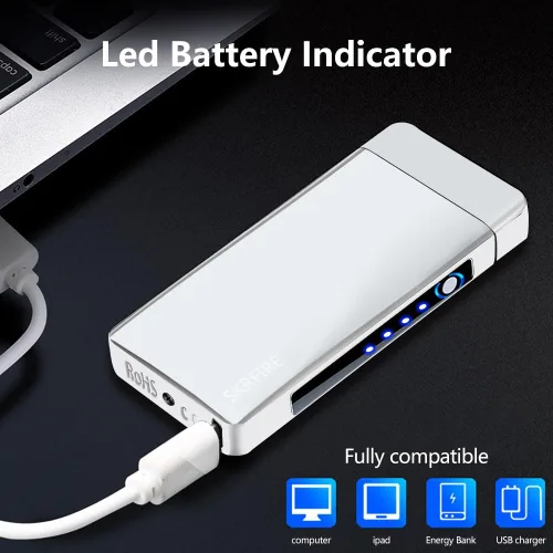 Miniatura 6 de SKRFIRE Encendedor de vela eléctrica recargable por USB, con arco de plasma, con indicador de batería LED para encendido, vela, incienso, barbacoa