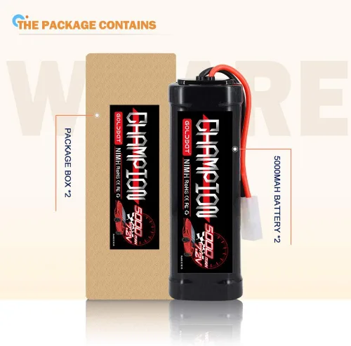 Miniatura 6 de GOLDBAT Batería NiMH de 5000 mAh 7.2 V con conector Tamiya para coche RC Truck LOSI asociado HPI Kyosho Tamiya Hobby (paquete de 2)