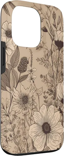 Miniatura 3 de Funda para iPhone 13 Pro Beige Tan Wildflower Floral Minimal Flower Boho