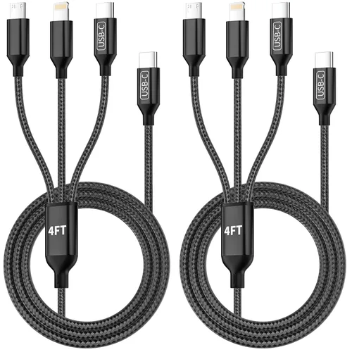 Miniatura 9 de Cable de carga múltiple 4 en 2, cable USB C a USB C con 4 X tipo C, cable de carga de teléfono de viaje para iPhone 17/16/15, Galaxy, Android
