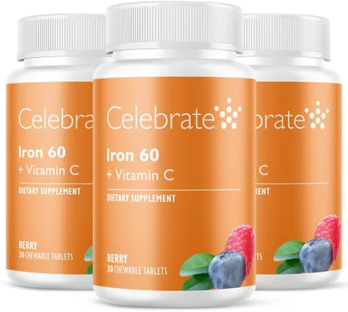 Miniatura 9 de Celebra vitaminas hierro con vitamina C masticables, 30 mg de hierro, uva, vitaminas bariátricas para pacientes con WLS, incluyendo gastrectomía