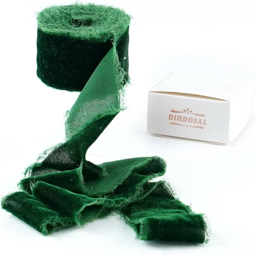 Miniatura 17 de Cinta de terciopelo negro de 1.5 pulgadas, cinta de terciopelo de seda deshilachada negra, terciopelo rústico de Navidad para regalo, borde crudo