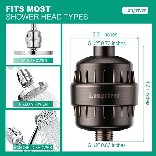 Miniatura 5 de R7 Filtro de Ducha High Put Filtro de Agua de Ducha para Agua Dura 99.99% Elimina Cloro, Suavizante de Agua de Ducha, Mejora tu piel y cabello