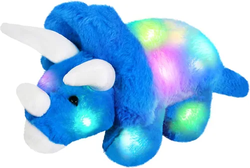 Miniatura 14 de Glow Guards Peluche de dinosaurio Triceratops de 12 pulgadas, juguete de peluche de dinosaurio suave con luces nocturnas mágicas y canción de cuna