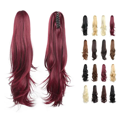 Miniatura 284 de Extensiones de cola de caballo de cabello rubio, extensiones de cola de caballo para mujer, pinza de extensiones de cabello rizado de 12 pulgadas
