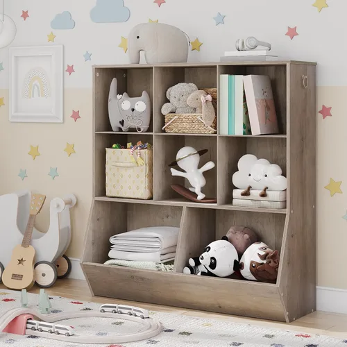 Miniatura 2 de HOOBRO Estantería para niños, gabinete de almacenamiento para juguetes, organizador de juguetes para niños, 8 cubículos, cabecera de estantería