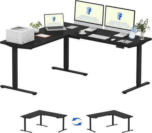 Miniatura 18 de FLEXISPOT Escritorio de pie en forma de L, escritorio de esquina eléctrico de altura ajustable de 63 x 47 pulgadas, estación de trabajo