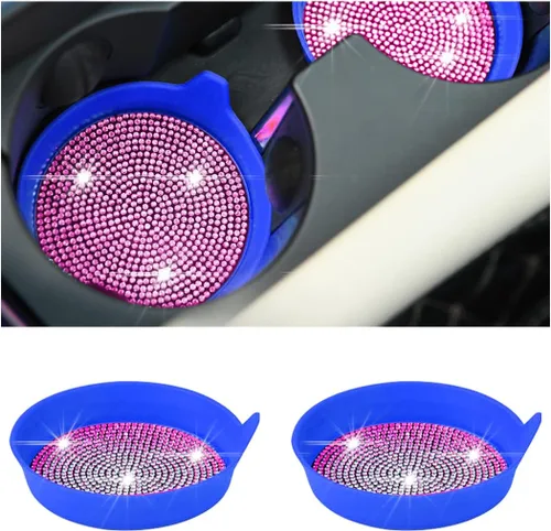 Miniatura 7 de zipelo Portavasos para automóvil con brillantes, paquete de 4 unidades, universal, para vehículo, antideslizante, portavasos con inserción, silicona