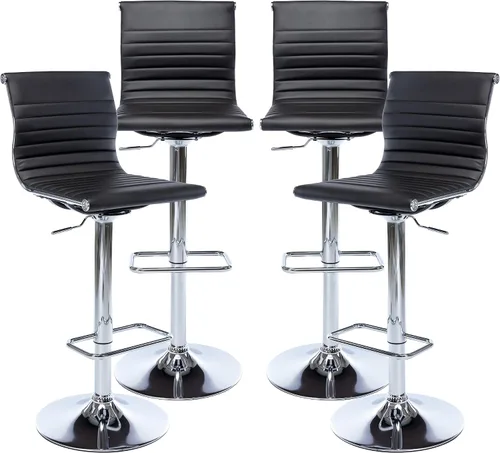 Miniatura 8 de chairus Juego de 2 taburetes de bar giratorios modernos, taburetes de bar ajustables con altura de mostrador, taburetes de piel sintética sin brazos