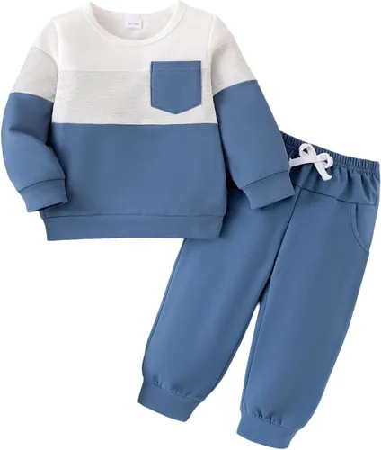Miniatura 76 de Ropa de otoño e invierno para bebé, trajes de niño pequeño, sudadera de manga larga, sudadera de retazos y pantalones, 2 piezas, 12 meses a 5 años