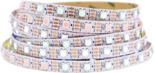 WS2812B IC RGB 5050SMD ECO - Tira de luz LED direccionable individual, 16.4 pies, 300 LED, 60 LED/m, flexible, a todo color, IP30 DC5V, PCB blanco