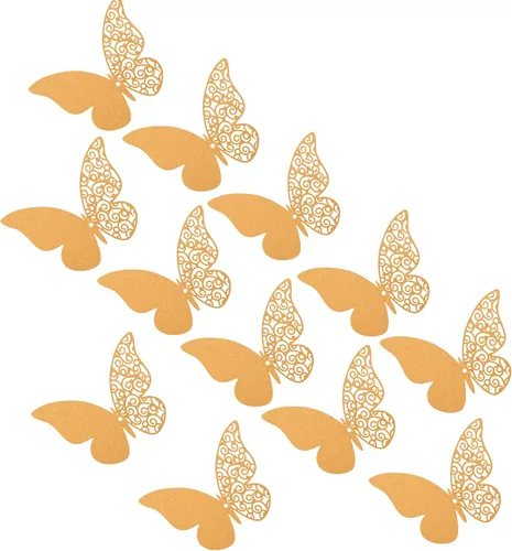 Miniatura 12 de 24 calcomanías de pared de mariposa 3D, decoración de pared de bricolaje, mariposas de papel extraíbles, decoración de dormitorio de niños y boda
