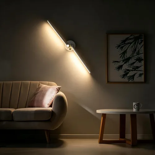 Miniatura 5 de Kawell Lámpara de pared LED de 12 W cableada con interruptor, brazos giratorios de 300°, iluminación moderna para sala de estar, dormitorio
