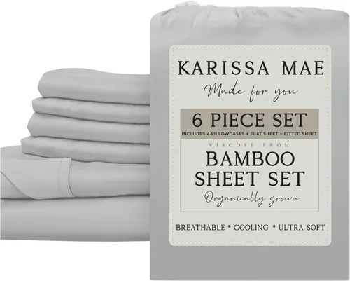 Miniatura 11 de KARISSA MAE Juego de sábanas tamaño individual de viscosa de bambú refrescante, 100% cultivadas orgánicamente, bolsillo profundo de 18 pulgadas
