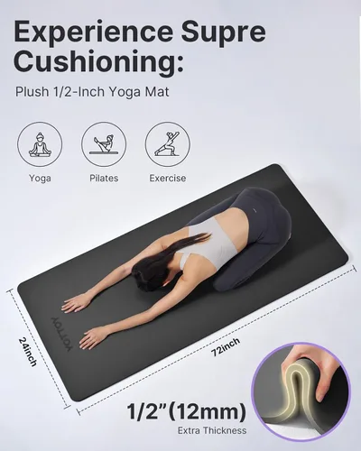 Miniatura 3 de YOTTOY Tapete de Yoga, Tapete de Yoga Extra Grueso (1/2 pulgada), Tapete Profesional de TPE para Ejercicio, Tapete de Entrenamiento Antideslizante