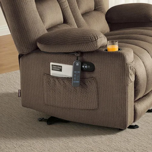 Miniatura 7 de MCombo PR648SET - Sofá reclinable eléctrico de gravedad cero de 55.9 pulgadas con masaje de calor y vibración, sofá biplaza reclinable con puertos