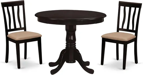 Miniatura 10 de East West Furniture ANTI3-OAK-C - Juego de mesa y sillas de cocina de 3 piezas que contiene una mesa de comedor redonda con pedestal y 2 sillas