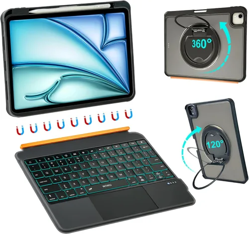 Miniatura 11 de WIWU Funda con teclado para iPad Pro de 11 pulgadas M5/M4 2025/2024, color negro