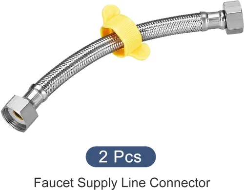 Miniatura 5 de METALLIXITY Conector de línea de suministro de grifo (7.874 in/8 pulgadas), 2 piezas, conector de manguera de suministro de agua 304 hembra G1/2
