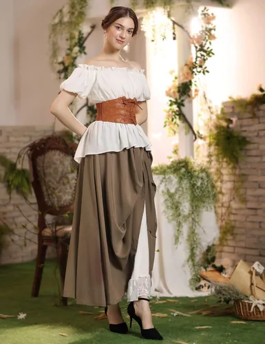 Miniatura 3 de Scarlet Darkness Falda larga maxi para mujer, falda renacentista de doble capa