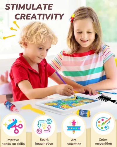 Miniatura 2 de JUPITEARTH Kit de pintura de mármol de agua de 52 piezas, artes y manualidades para niñas y niños, suministros de arte para niños de 3 a 5 años, 4 a