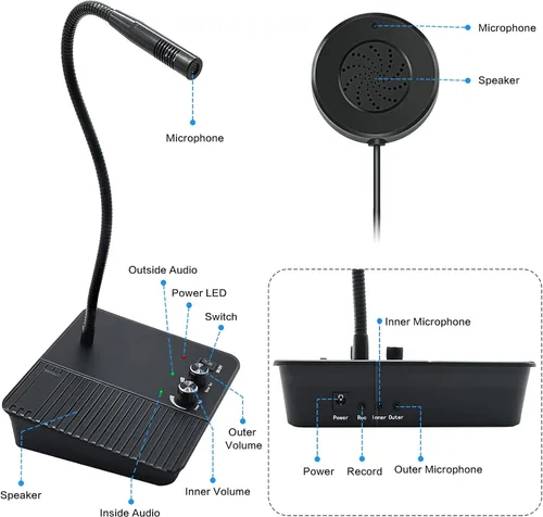 Miniatura 6 de CallToU Sistema de intercomunicación con altavoz de ventana, intercomunicación de 2 vías, antiinterferencia, micrófono, contador, intercomunicador