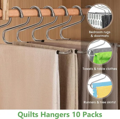 Miniatura 2 de Perchas para colchas, paquetes de 10 perchas resistentes para edredones, edredones, manteles, toallas (ancho extendido: 16.5 pulgadas)
