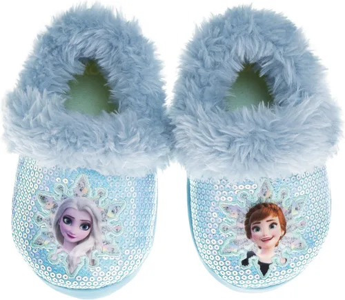 Disney Frozen Elsa and Anna - Pantuflas de felpa para niñas, antideslizantes, cómodas, esponjosas, ligeras, cálidas, suaves, para interiores y niñas