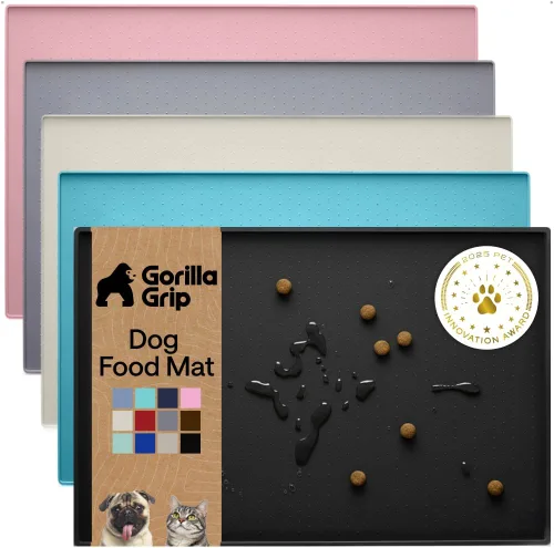 Miniatura 17 de GORILLA GRIP - Alfombrilla de silicona 100% impermeable con bordes elevados, sin BPA, para mascotas, tapetes para comida de perros y gatos, contiene