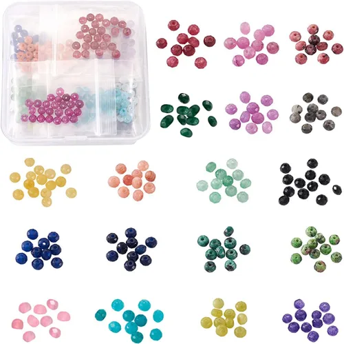Pandahall - 450 cuentas de jade facetadas naturales teñidas de 0.157 pulgadas (0.157 in), cuentas de piedras preciosas espaciadoras sueltas pequeñas