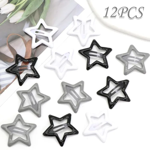Miniatura 2 de NAISKA Pinzas para el cabello con diseño de estrella negra, antideslizantes, accesorios para niñas y mujeres (12 unidades)