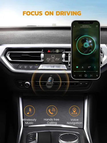 Miniatura 2 de MaedHawk Adaptador auxiliar Bluetooth 5.4 para automóvil, receptor de audio inalámbrico de 0.138 in para automóvil micrófono mejorado integrado